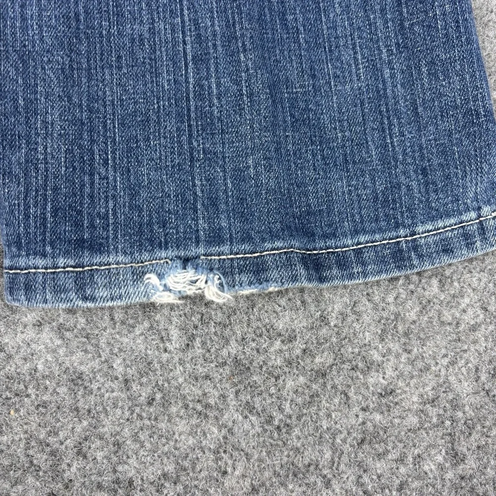 Wrangler Q-Baby Jeans Womens‎ 7/8x32 Western Bootcut Rodeo Distressed Blue Denim